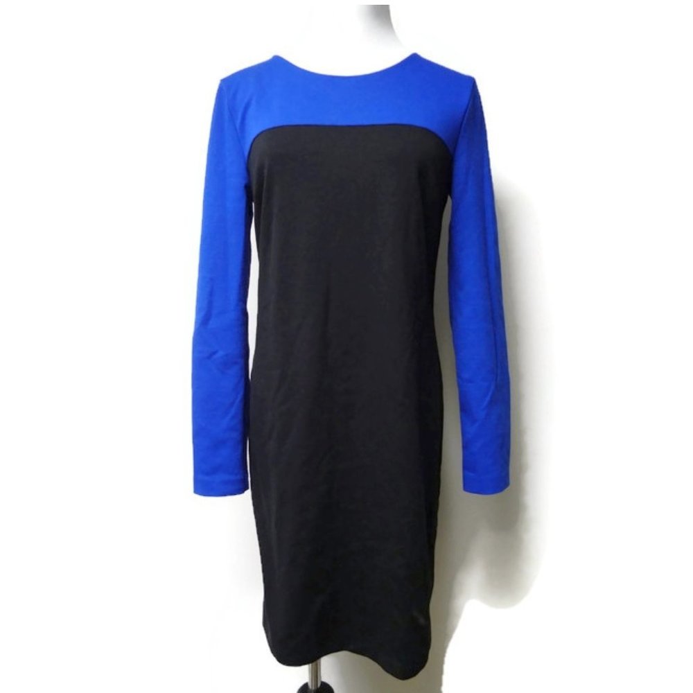 Michael Kors blue and black long sleeve dress